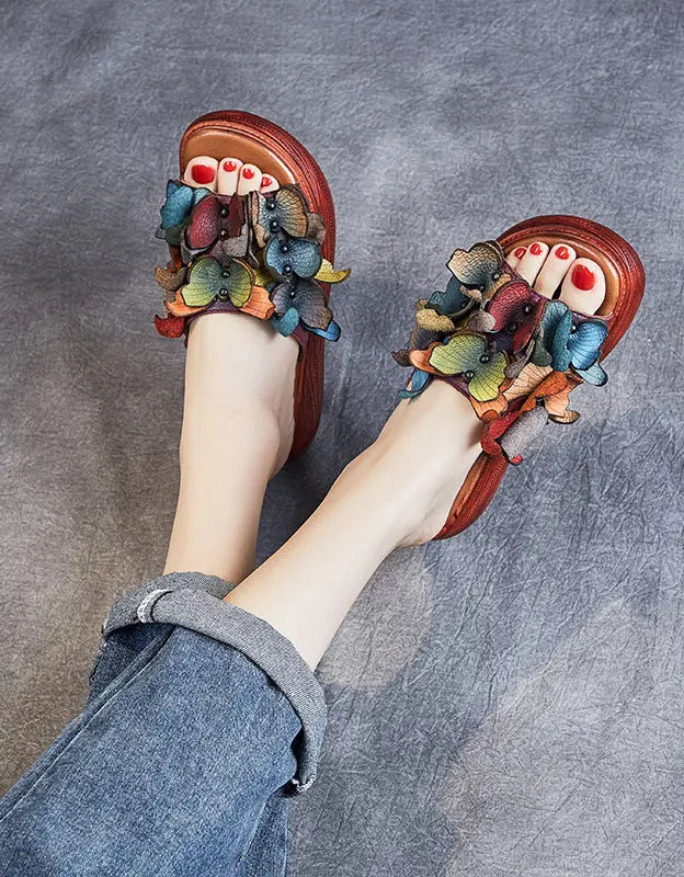 Handmade Retro Butterflies Wedge Slippers Ada Fashion