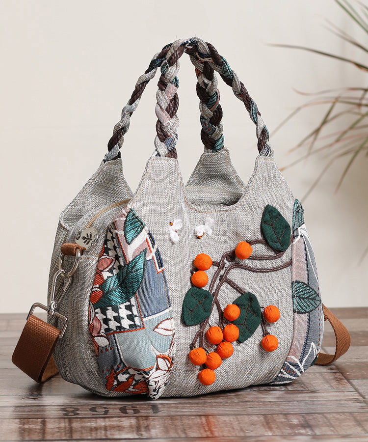 Patchwork Woven Canvas Handmade Casual Bag Tote