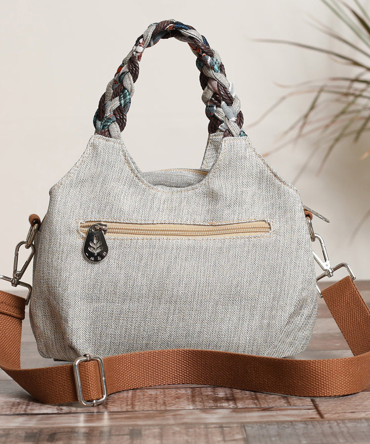Patchwork Woven Canvas Handmade Casual Bag Tote