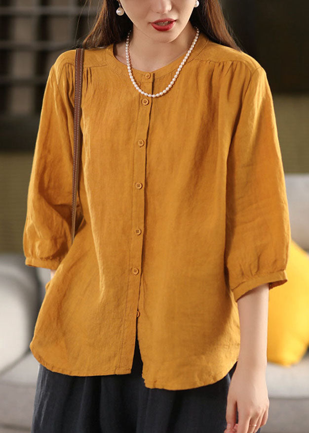 Bracelet Linen Oversized Handmade Yellow Sleeve Blouses