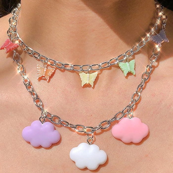 Collier Papillons et Nuages ​​Colorés