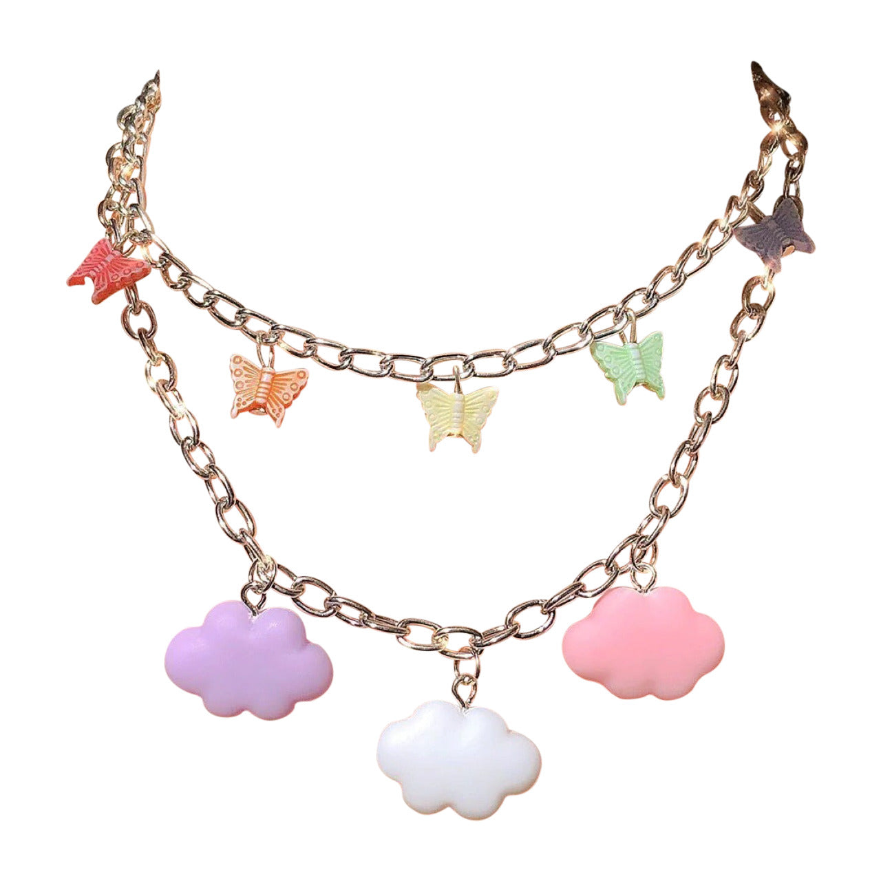 Collier Papillons et Nuages ​​Colorés