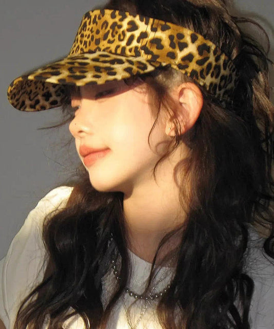 Hop Hat Print Versatile Leopard Style Top Hip Coffee Sunshade