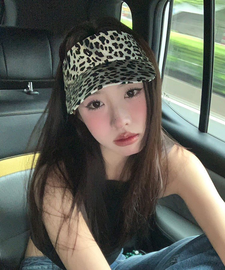 Coffee Hat Top Leopard Hip Print Versatile Sunshade Hop Style