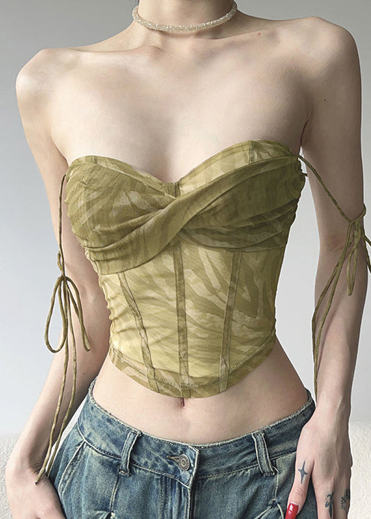 Tie Light Tops Hot Green Tulle Waist Summer