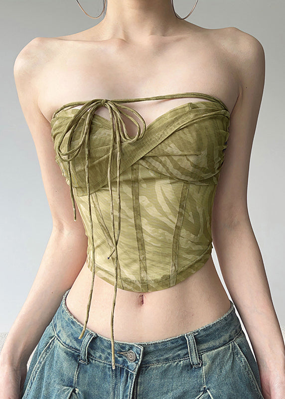 Tie Light Tops Hot Green Tulle Waist Summer