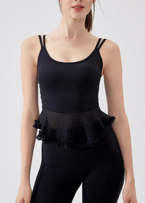 Bra Patchwork Ruffled Hot Sports Sexy Navy