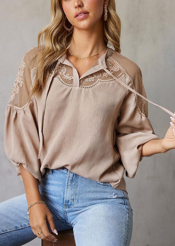 Patchwork Fall Army Green Italian Chiffon Tulle Top
