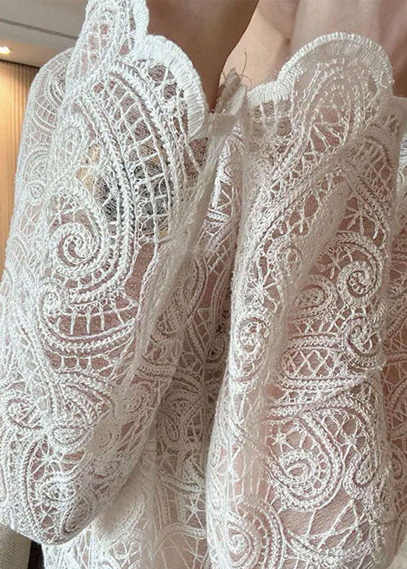 Lace Top Hollow O-Neck Spring Out Italian Beige