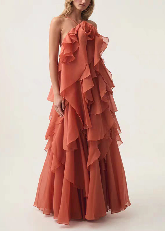 Italian Blue Spaghetti Solid Strap Backless Chiffon Dress