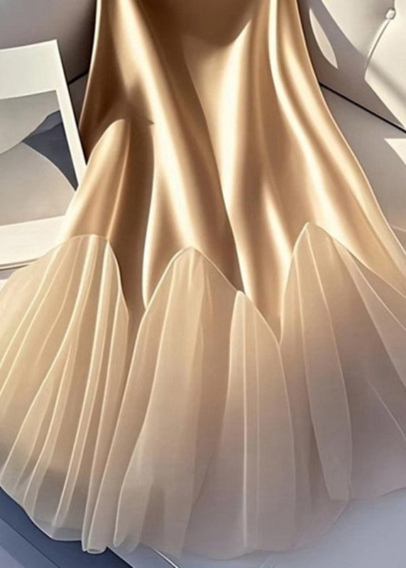 Patchwork Line Skirt Silk Summer Champagne Tulle A Italian