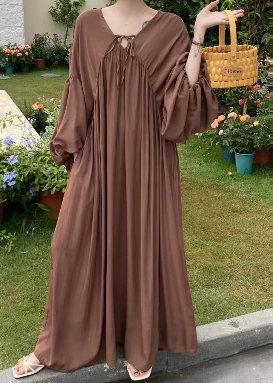 Lace Chocolate Oversized Italian Cotton Dresses Up Vacation