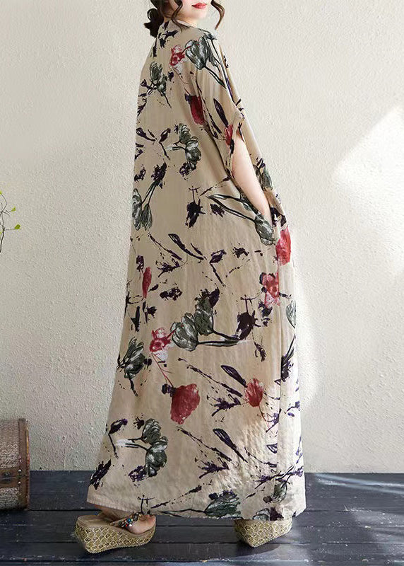 Dresses Italian Oversized Print Khaki Summer Cotton