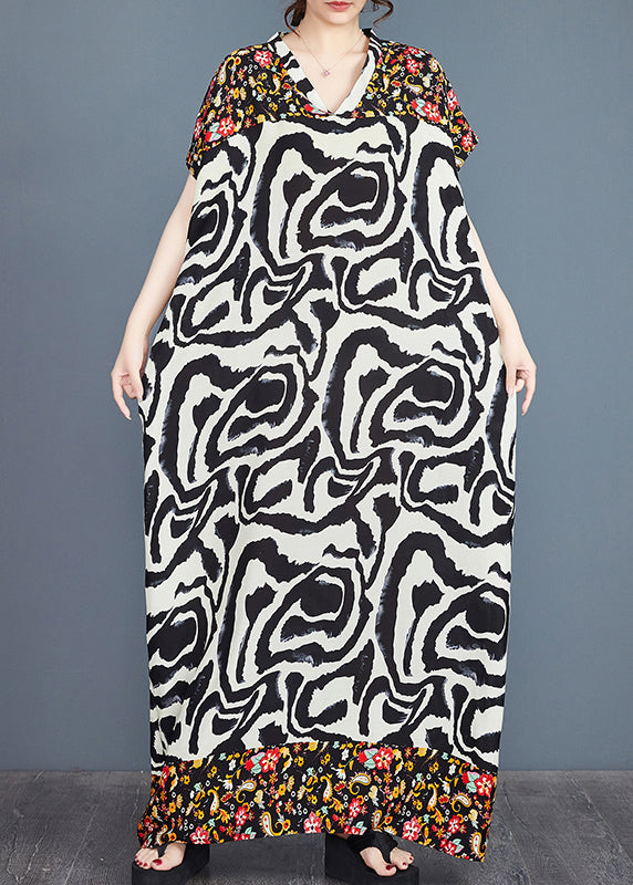 Vacation Dresses Print Cotton Patchwork Oversized Italian Summer