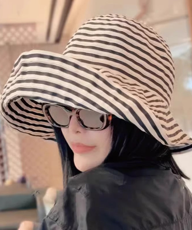 Protection Sun Brim Striped Large Hat Bucket Japanese