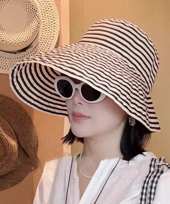 Protection Sun Brim Striped Large Hat Bucket Japanese