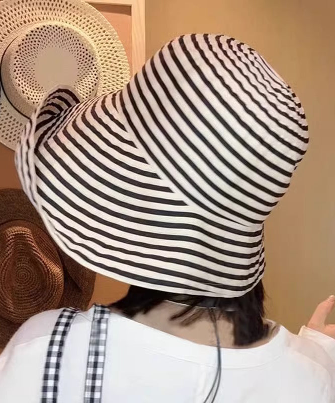 Protection Sun Brim Striped Large Hat Bucket Japanese