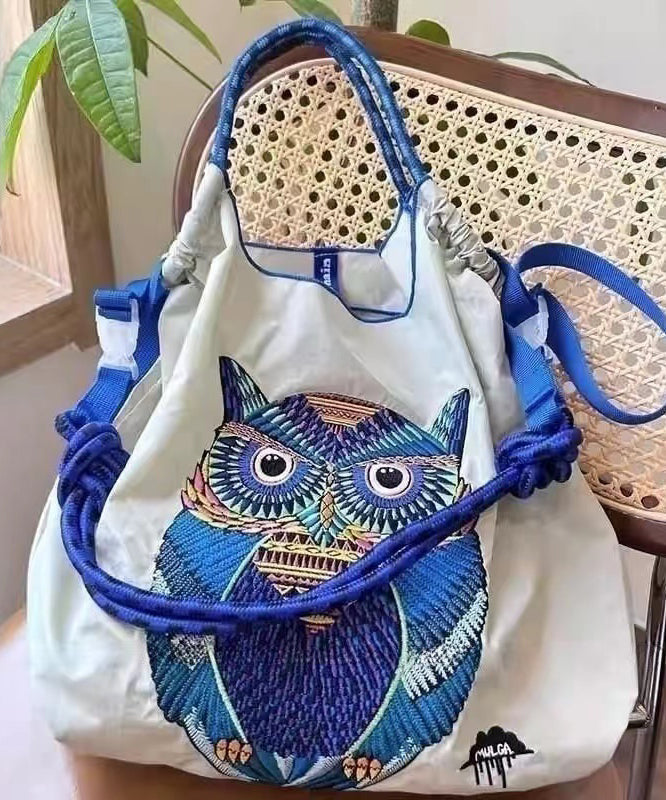 Sac de courses de grande capacité avec hibou brodé de style japonais 2024 SX1009