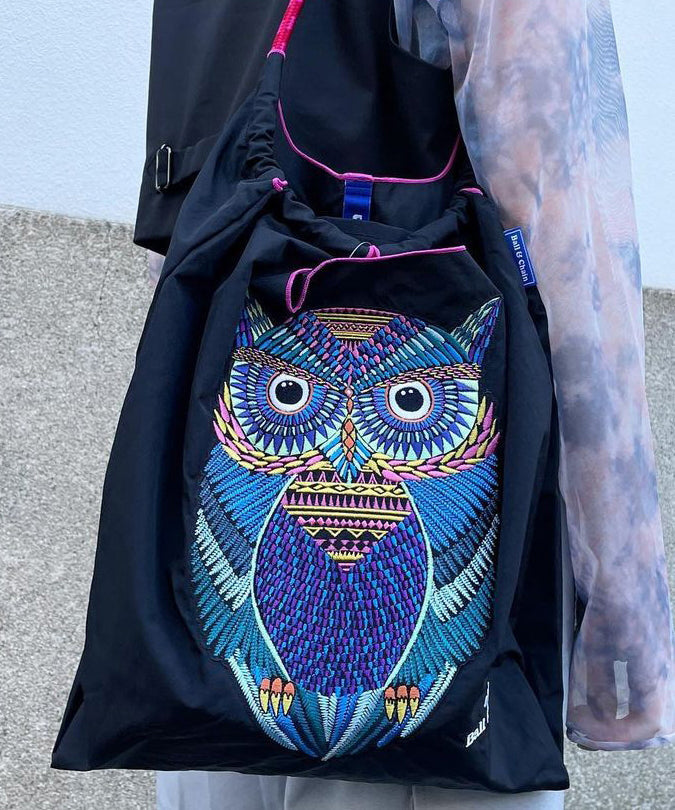 Sac de courses de grande capacité avec hibou brodé de style japonais 2024 SX1009