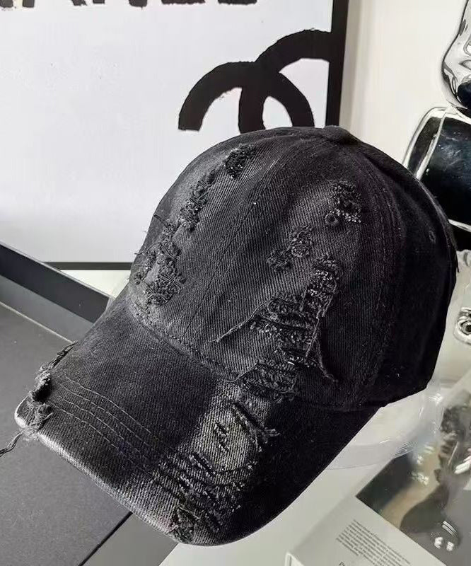 Hat Ripped Pink Versatile Version Cap Baseball Korean Gradient