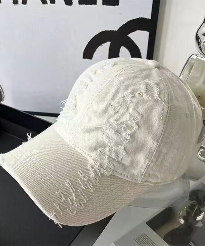 Hat Ripped Pink Versatile Version Cap Baseball Korean Gradient