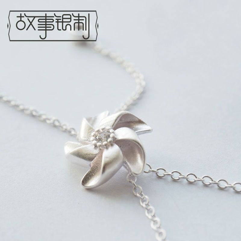 Rhinestone Sterling Necklace Silver Windmill 925 Pendant