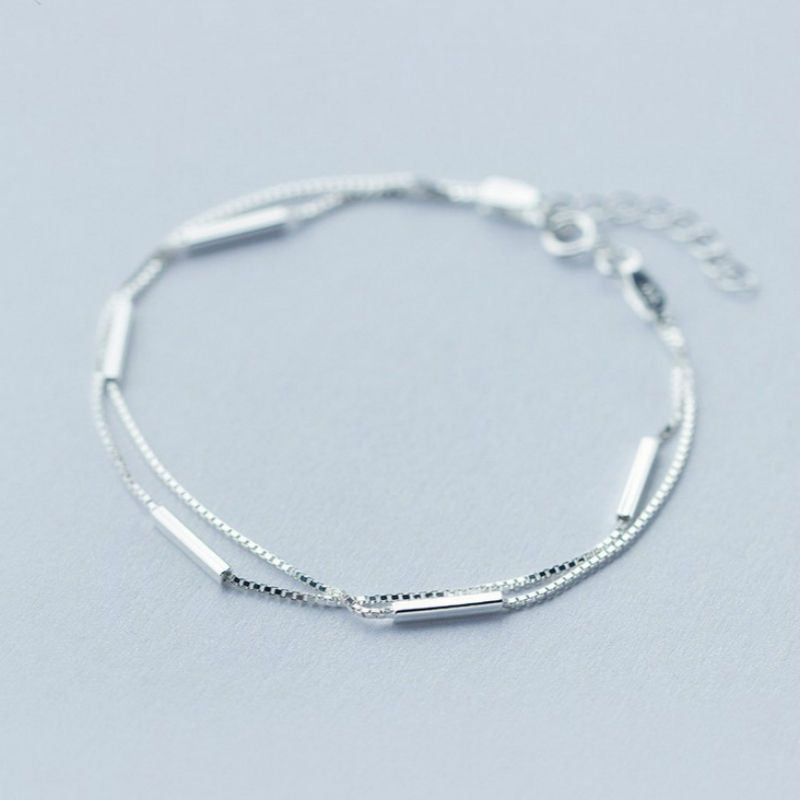 925 Sterling Silver Segment Bar Bracelet