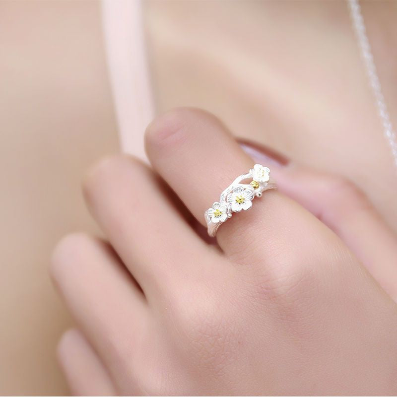 Ring Silver Sterling Floral Open 925