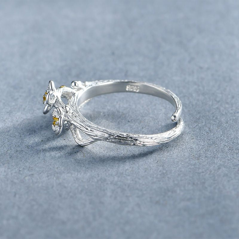 Ring Silver Sterling Floral Open 925