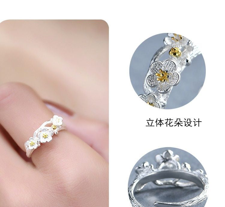 Ring Silver Sterling Floral Open 925