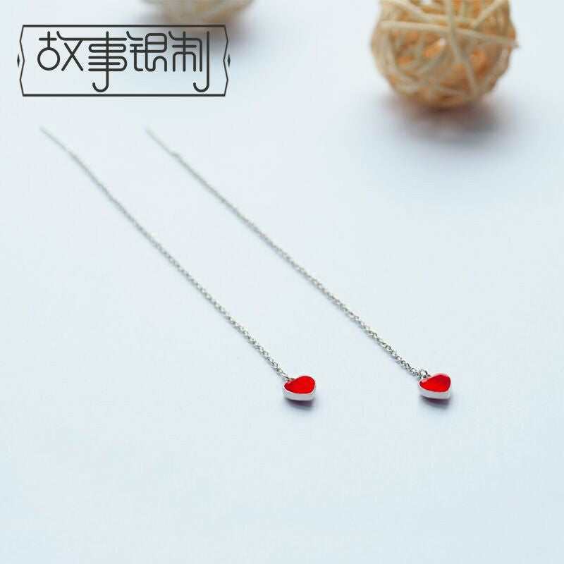 925 Drop Earring Heart Silver Sterling