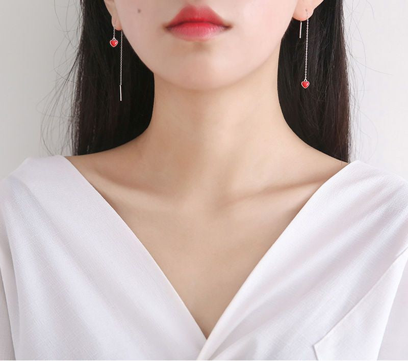 925 Drop Earring Heart Silver Sterling