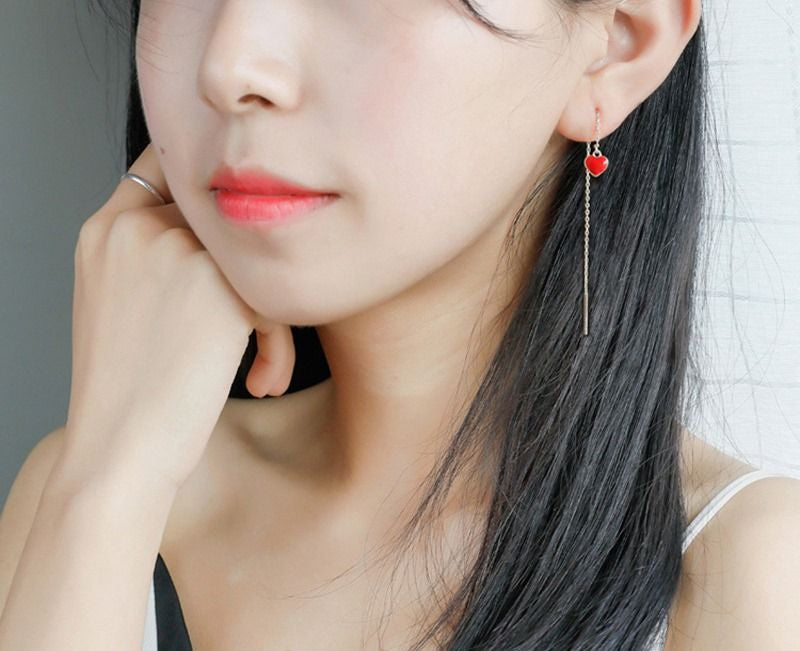 925 Drop Earring Heart Silver Sterling