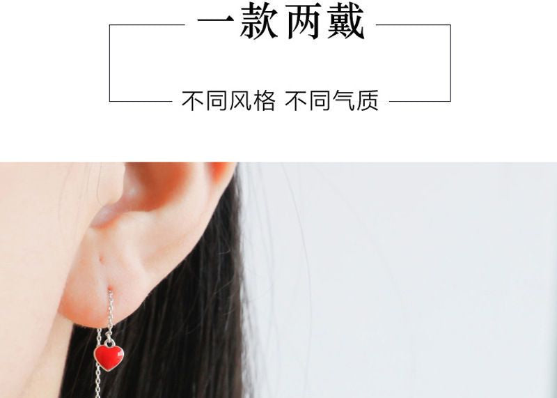 925 Drop Earring Heart Silver Sterling