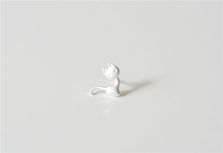 Cat Silver Sterling 925 Earring