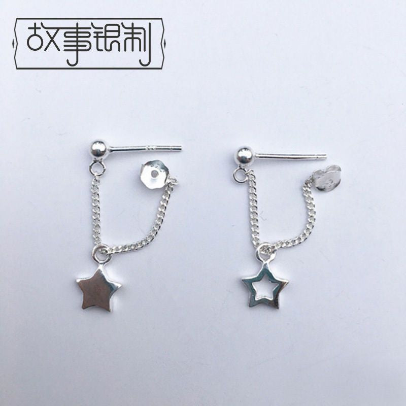 Drop Asymmetrical Silver Star 925 Earring Sterling