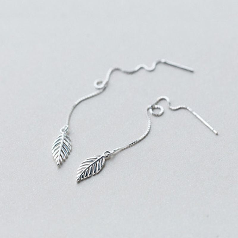 Drop Sterling 925 Leaf Silver Earring