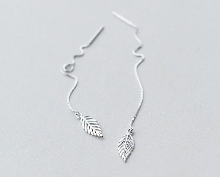 Drop Sterling 925 Leaf Silver Earring