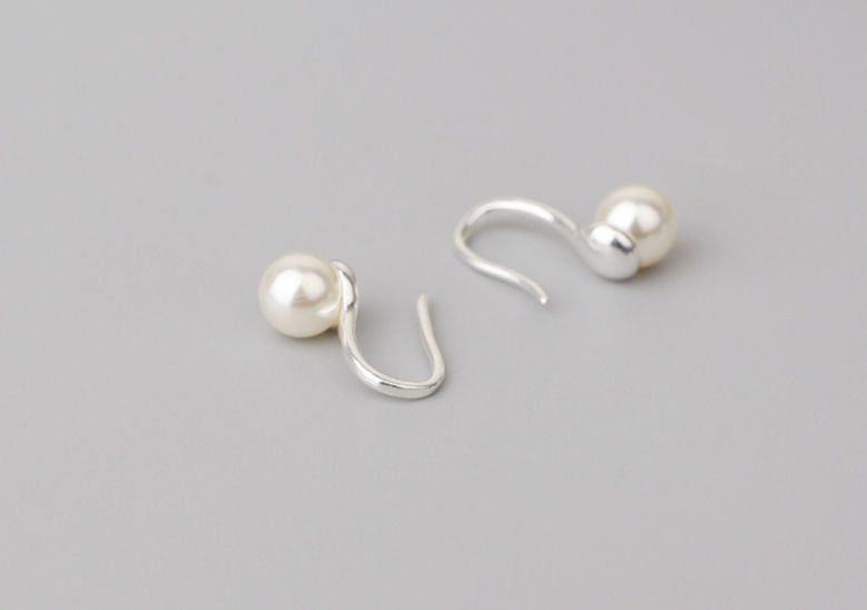 Faux 925 Pearl Earring Silver Sterling