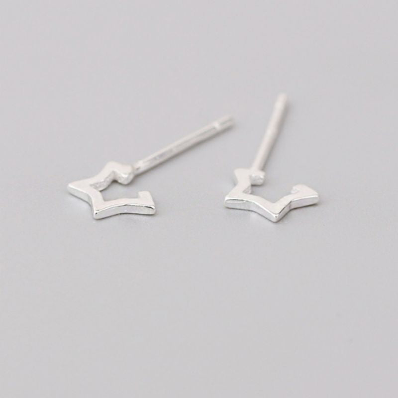 Earring Open Sterling Silver Star 925