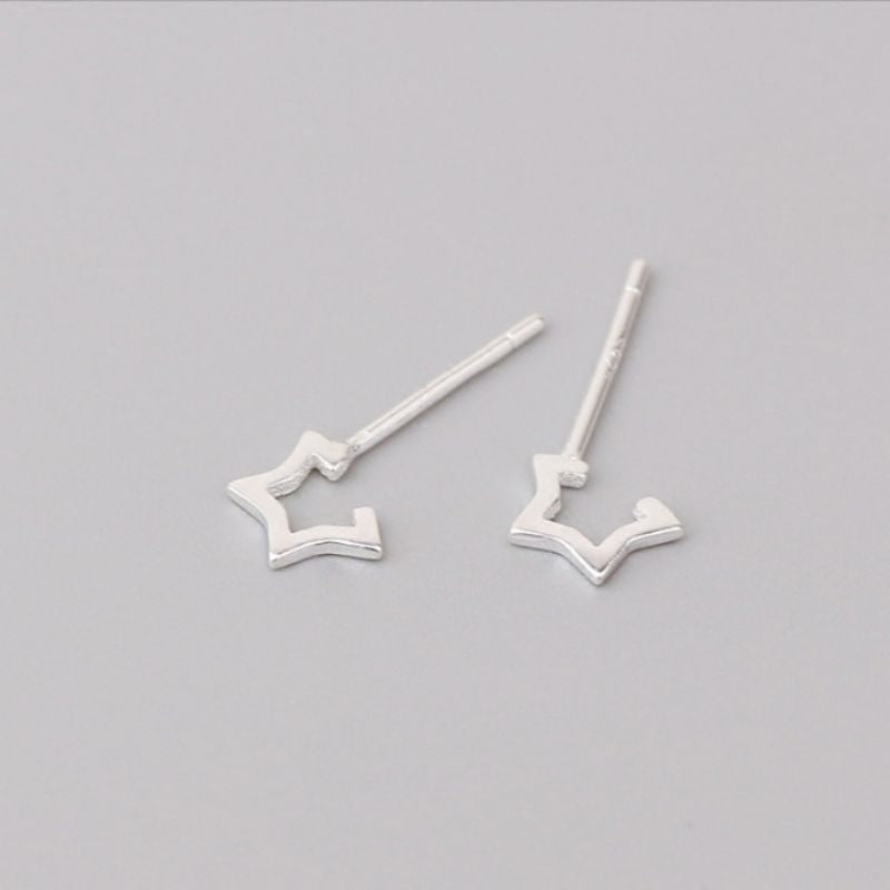 Earring Open Sterling Silver Star 925