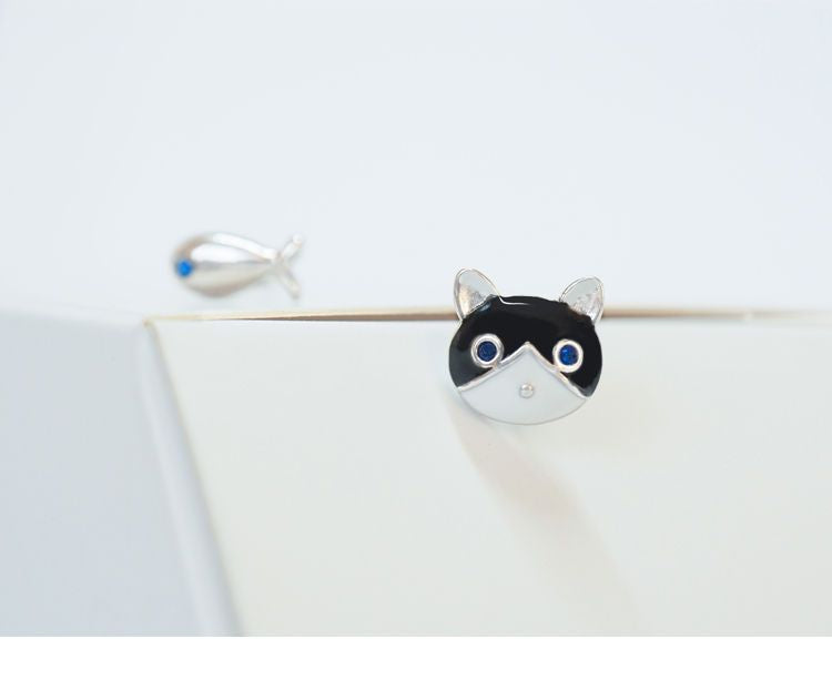 Non-matching and Earring Sterling 925 Cat Fish Silver