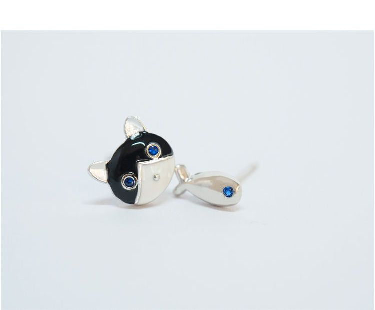 Non-matching and Earring Sterling 925 Cat Fish Silver