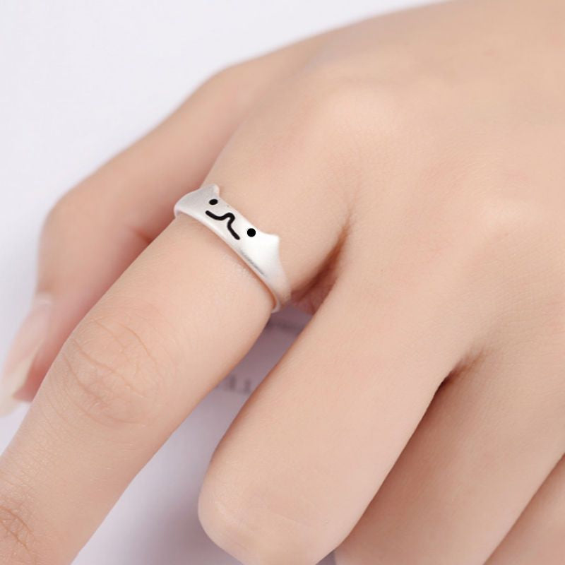 Cat 925 Silver Ring Sterling Open