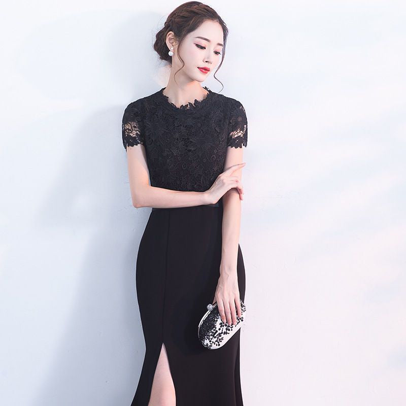Short-Sleeve Mermaid Evening Gown