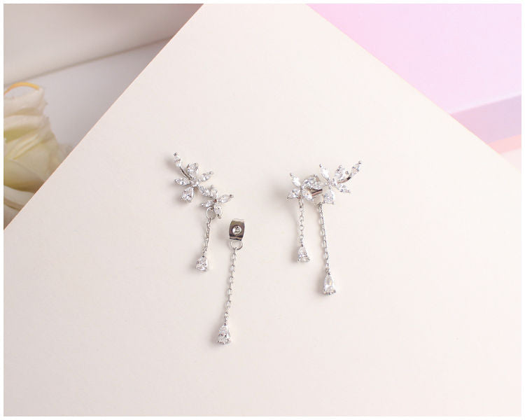 Rhinestone Clip-On Stud Floral / Earrings