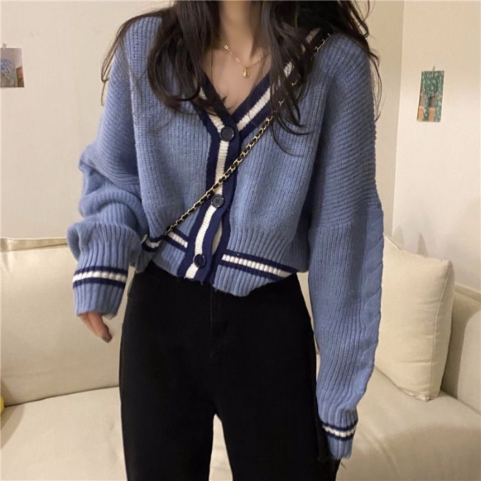 Trim Cardigan Contrast