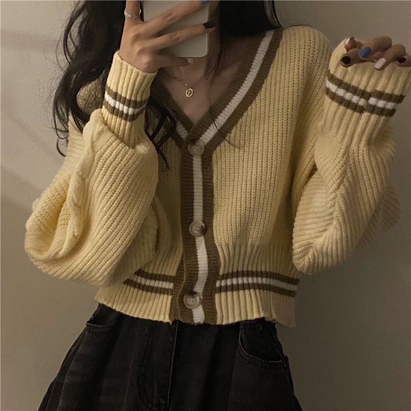 Trim Cardigan Contrast
