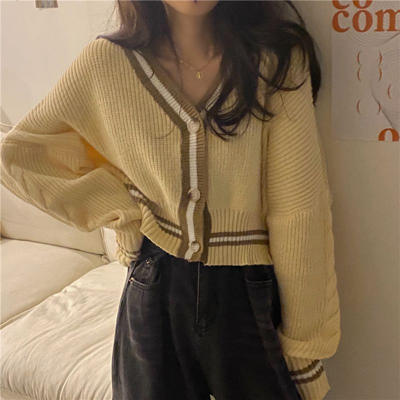 Trim Cardigan Contrast