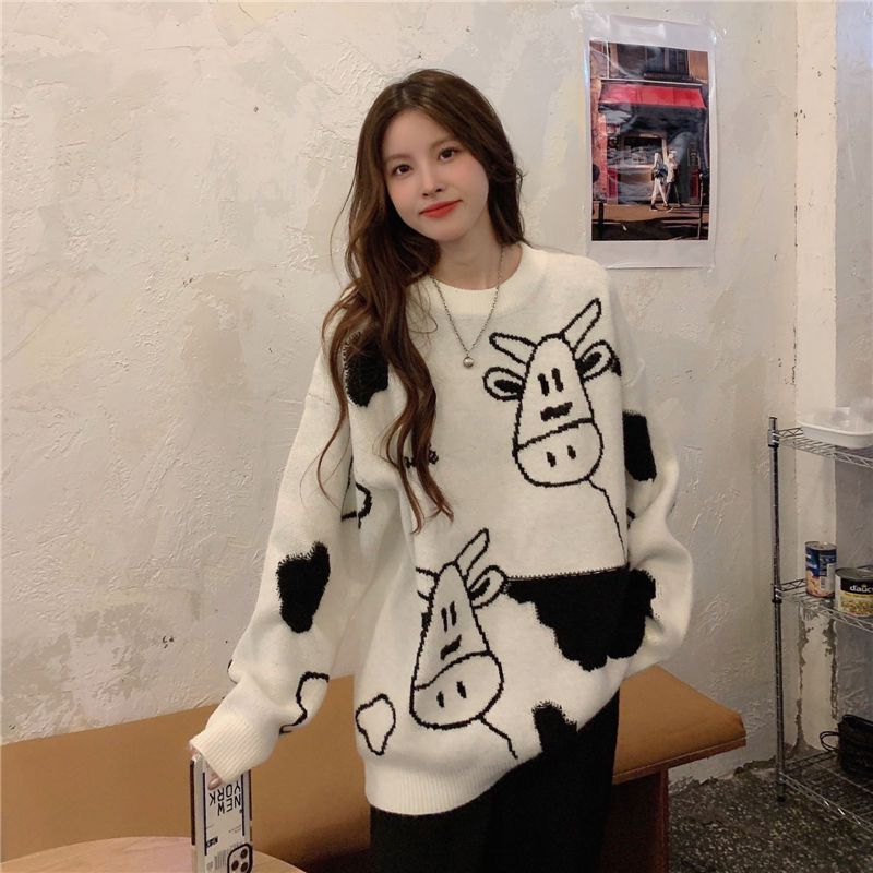 Cow Print Sweater